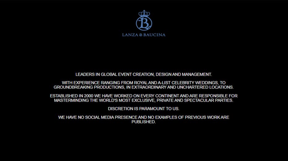 A screenshot of wedding planners Lanza & Baucina's website