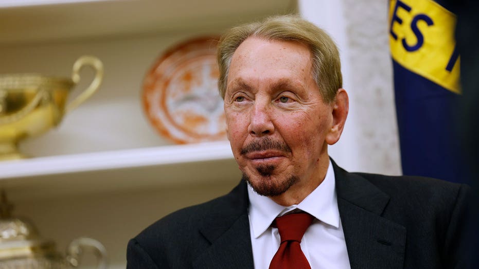 WASHINGTON, DC - FEBRUARY 03: Oracle co-founder, CTO and Executive Chairman Larry Ellison listens as U.S. President Donald Trump speaks to reporters in the Oval Office of the White House on February 03, 2025 in Washington, DC. After signing a series of executive orders and proclamations, Trump spoke to reporters about a range of topics including recent negotiations with Mexico on tarriffs. (Photo by Anna Moneymaker/Getty Images)