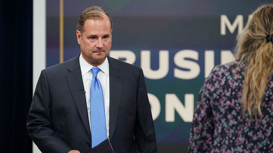 The CEO of Marriott International, Anthony Capuano arrives at a meeting with US President Joe Biden in the Southern Court Hall of the Eisenhower Executive Office, next to the White House, in Washington, DC on July 28, 2022.
