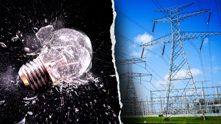 Light bulb broken next to power plant