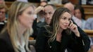 After the jury was dismissed for the day, Karen Read listens as Canton Police Sergeant Michael Lank is questioned by defense attorney Alan Jackson. She is flanked by attorneys Elizabeth Little and David Yannetti. (Photo by Pat Greenhouse/The Boston Globe via Getty Images)
 - Fox Business News