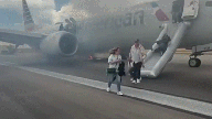 American Airlines passengers caught on camera evacuating smoky plane on Denver tarmac after landing gear issue