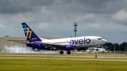The Avelo Airlines NG 737 arrives from New Haven Ct. at Lakeland Linder Regional Airport Lakeland Fl. Thursday June 13, 2024.Today was the inaugural Avelo Airlines flight from Lakeland to New Haven Ct.
Ernst Peters/The Ledger - Fox Business News