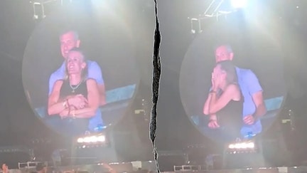 Coldplay’s frontman Chris Martin wonders if a couple is having an affair after catching them on the Kiss Cam. Internet sleuths claim the two are Astronomer CEO Andy Byron and his Chief People Officer Kristin Cabot. (@calebu2/TMX) - Fox Business News