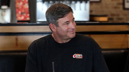 NEW ORLEANS, LOUISIANA - JUNE 26: CEO of Raising Cane's Chicken Fingers, Todd Graves attends a Pre-Manning Passing Academy "Shift" at Raising Cane's Thibodeaux, Louisiana on June 26, 2025 in New Orleans, Louisiana. (Photo by Kaitlyn Morris/Getty Images for Raising Cane's)  - Fox Business News