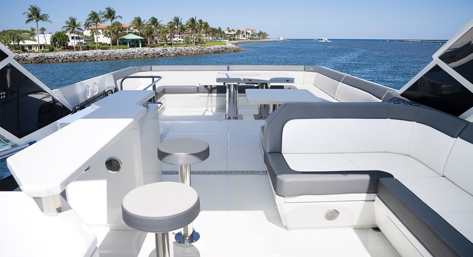Seating area on 64-foot Galeon yacht