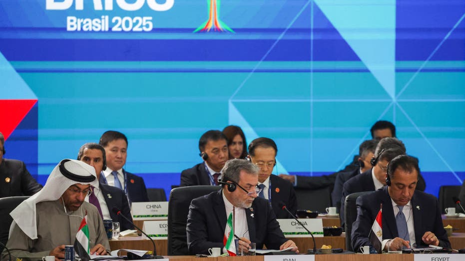 Iranian Foreign Minister Abbas Araqchi and Egypt's Prime Minister Mostafa Madbouly attend a meeting during the BRICS Summit in Rio de Janeiro, Brazil July 7, 2025.