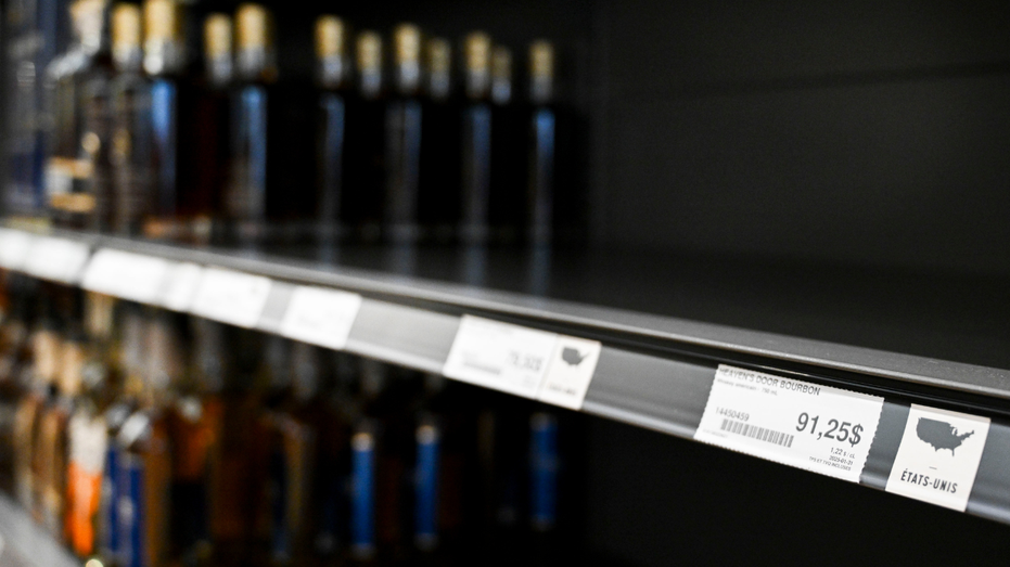Empty Canadian Liquor Shelf Used by American Whiskey