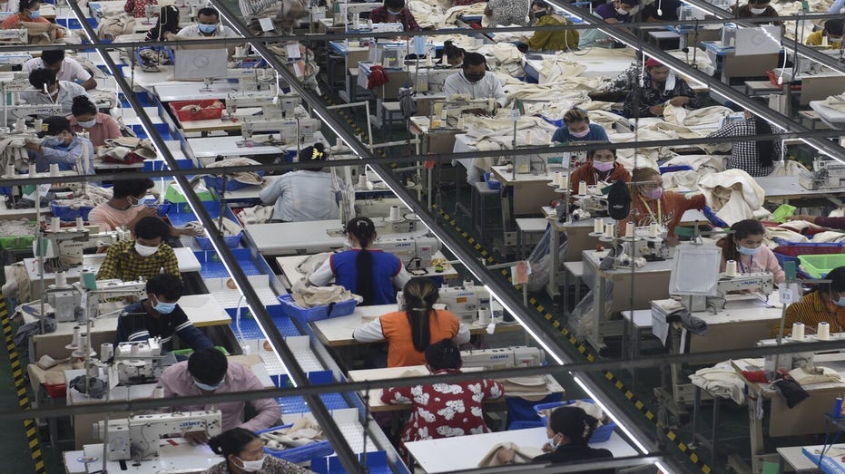 Garment workers in a Cambodian factory