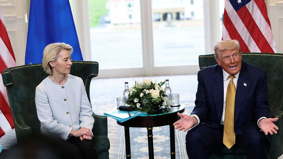 President Donald Trump, President Ursula von der Reyen, sitting next to the European Commission