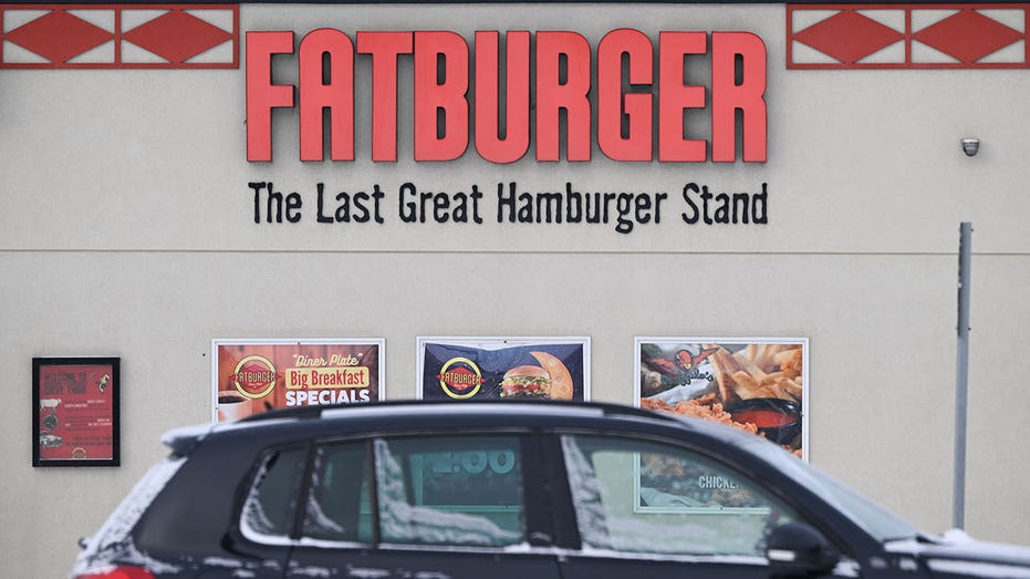 EDMONTON, CANADA - FEBRUARY 15: The Fatburger logo is displayed on a fast-food restaurant in Edmonton, Alberta, Canada, on February 15, 2025. (Photo by Artur Widak/NurPhoto via Getty Images)