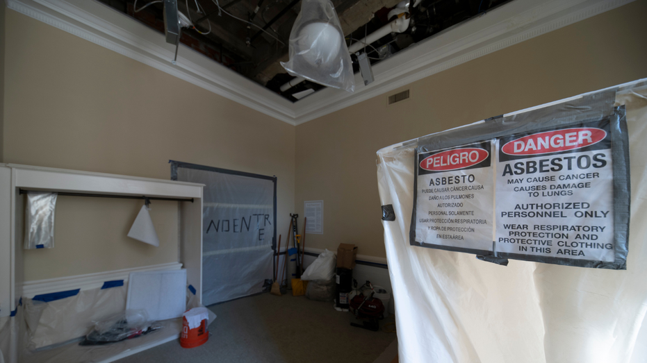 A view of a room at the Federal Reserve's Eccles building showing renovation progress