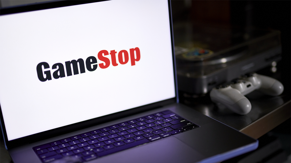 GameStop's logo on a laptop