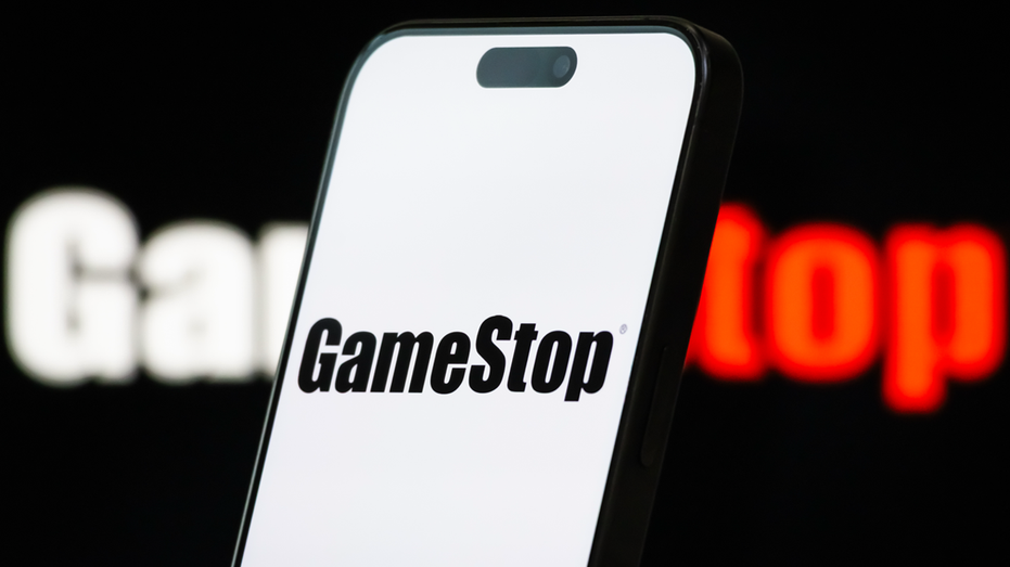 GameStop logo on phone screen