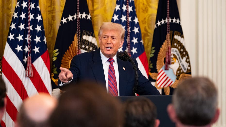 President Donald Trump speaks before the signing of the GENIUS Act at the White House in Washington, DC, on July 18, 2025.