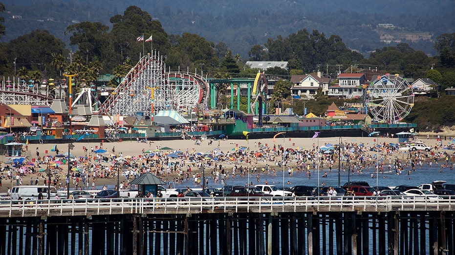 Santa Cruz Beach Boardwalk with view of Santa Cruz Wharf