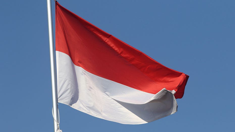 SAINT PETERSBURG, RUSSIA - 2024/09/25: The national flag of the Republic of Indonesia, fluttering in the wind on a flagpole in Saint Petersburg, Russia. (Photo by Maksim Konstantinov/SOPA Images/LightRocket via Getty Images)