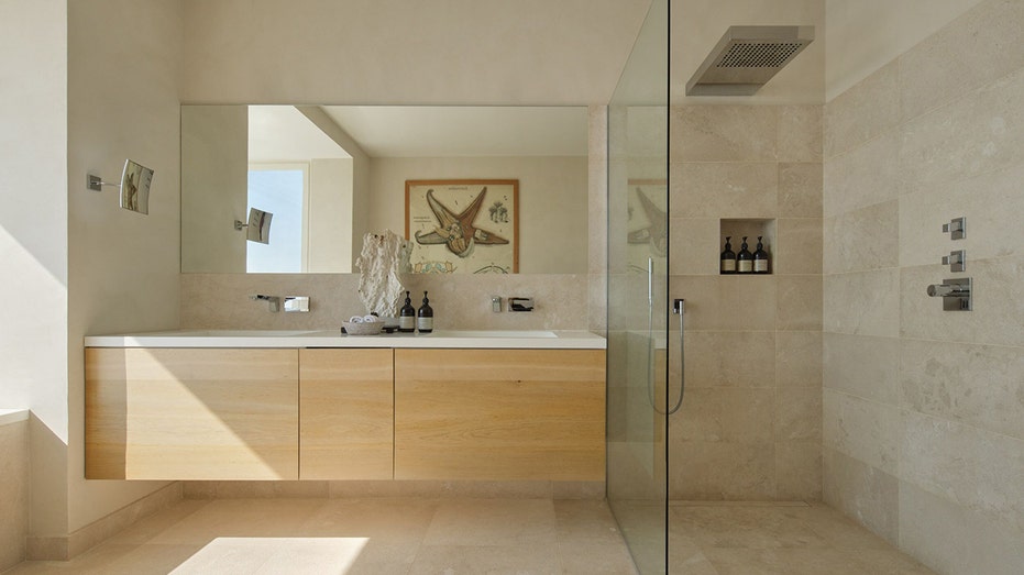 One of the home's six bedrooms.