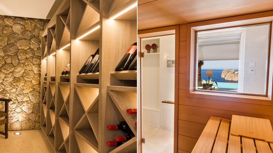 A split of a wine cellar and a sauna.