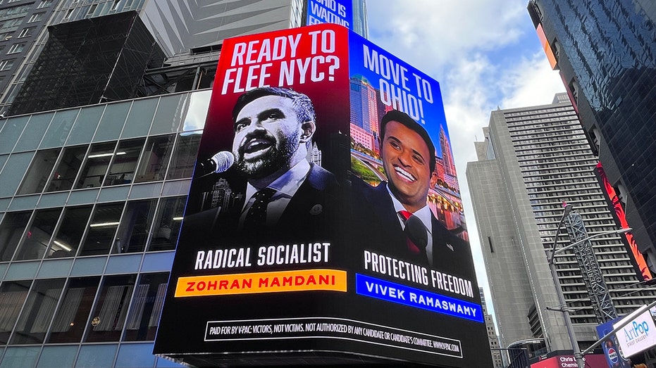Vivek Ramaswamy billboard against socialist Mamdani