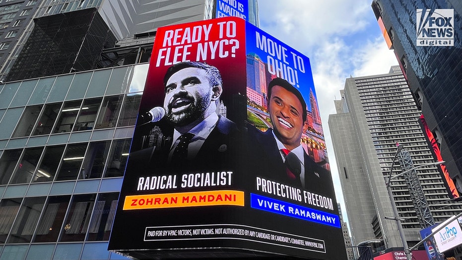 Vivek Ramaswamy billboard against socialist Mamdani