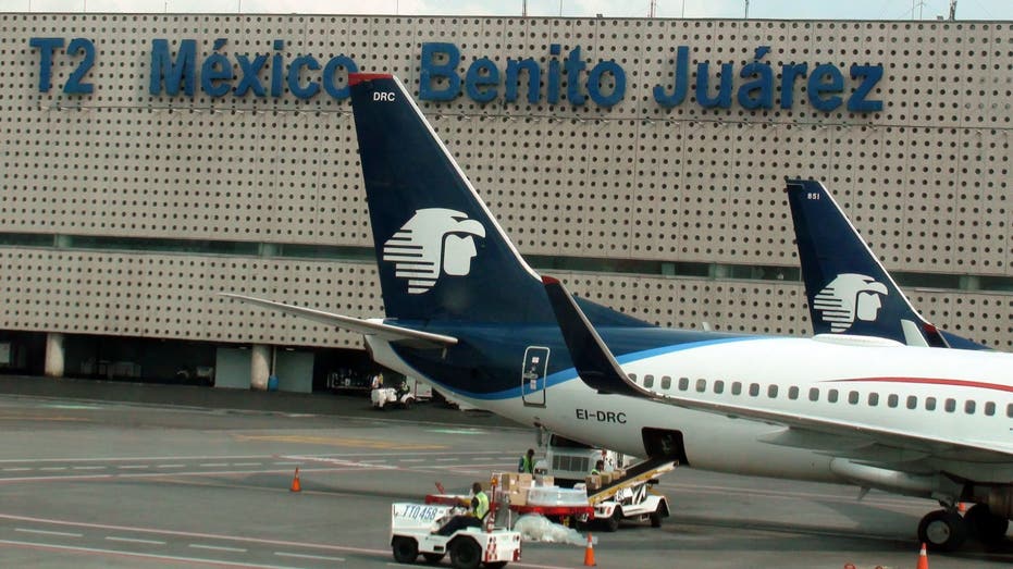 Airplane outside of Mexico City's international airport