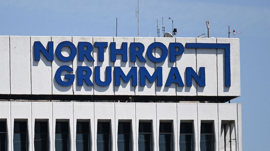The Northrop Grumman logo is displayed on a building at the aerospace company's Space Park facility in Redondo Beach, California on April 22, 2025. (Photo by Patrick T. Fallon / AFP) (Photo by PATRICK T. FALLON/AFP via Getty Images)