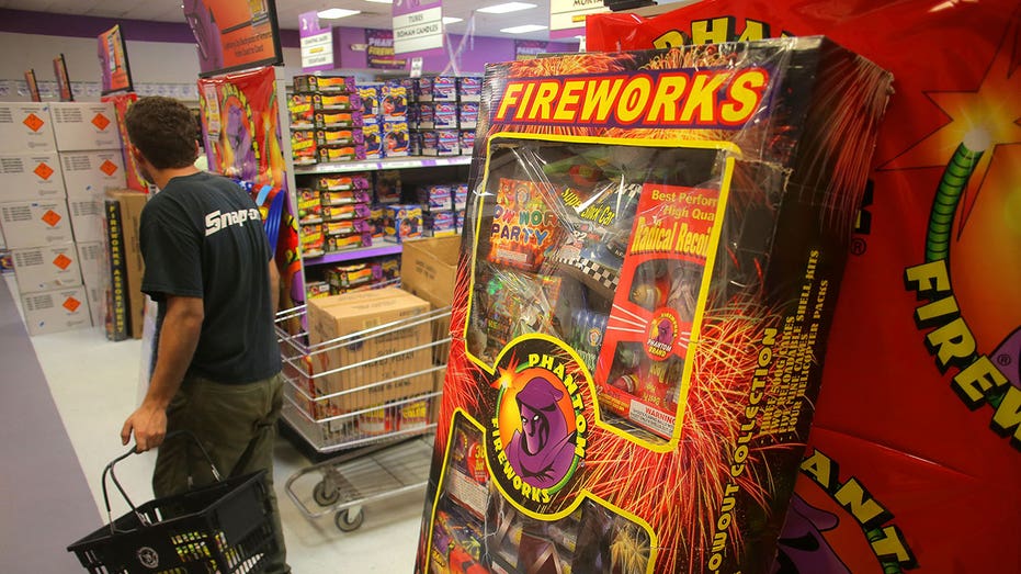 Seabrook, New Hampshire - July 3: Shoppers explore the Phantom Fireworks in Seabrook, New Hampshire on July 3, 2018. Massachusetts bans all recreational fireworks, but that doesn't stop Baystetal from regularly crossing Seabrook and other new Hampshire towns. When we visited some busiest shops on Tuesday, it was one of the busiest days of their year that transnational traditions are alive. (Photo: Boston Globe via Lane Turner/Getty Images)