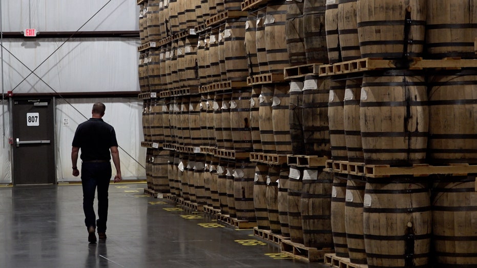 Pallets of whiskey at Tennessee whisky distillery