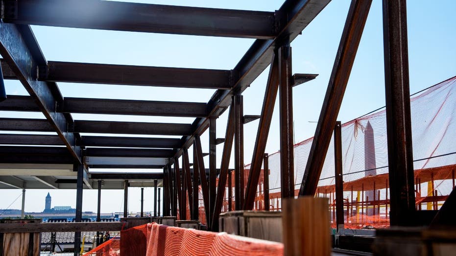 Steel beams on the roof of the Marriner S. Eccles Federal Reserve building