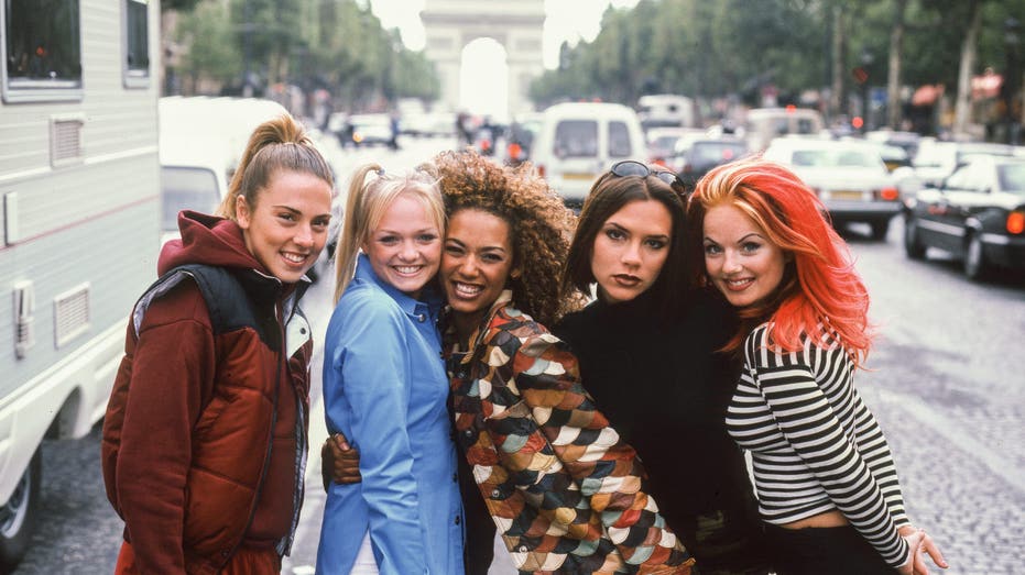 Mel C, Emma Bunton, Mel B, Victoria Adams, and Geri Halliwell of English pop group The Spice Girls