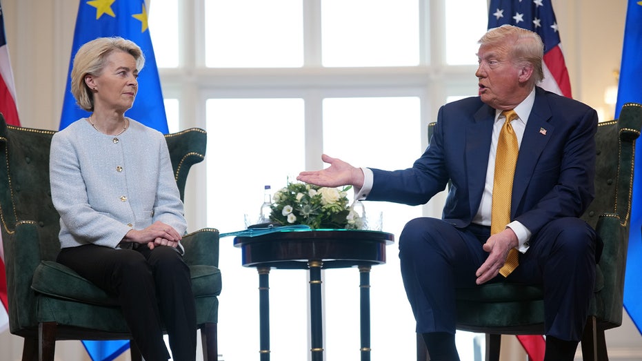 President Donald Trump meets President Ursula von der Leyen of the Scotland European Commission.