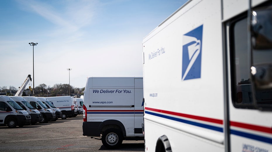 USPS trucks lined up