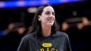 Indiana Fever guard Caitlin Clark (22) smiles during pregame warmups against the LA Sparks at Crypto.com Arena on Aug. 5, 2025, in Los Angeles, California.  - Fox Business News