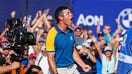 Team Europe golfer Rory McIlroy celebrates after beating Sam Burns during the final day of the 44th Ryder Cup golf competition at Marco Simone Golf and Country Club.  - Fox Business News