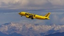 A Spirit Airlines commercial airliner flies after taking off from Las Vegas International Airport in Las Vegas, Nevada, U.S., February 8, 2024.  REUTERS/Mike Blake - Fox Business News