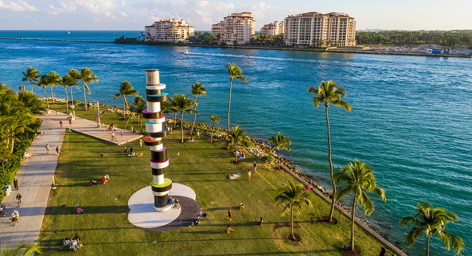Miami Beach aerial of South Pointe Park