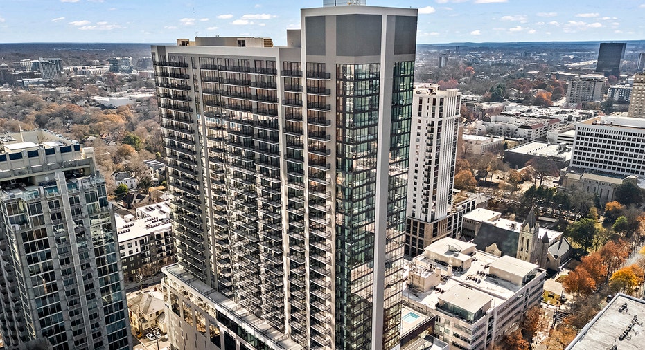 Aerial skyline view of Society Atlanta