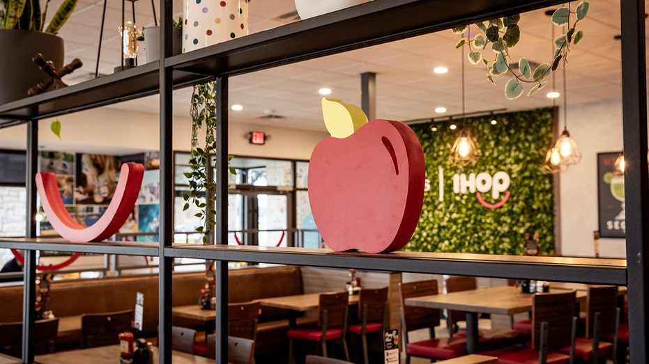 An inside of the first Signage for Applebee's and IHOP dual branded restaurant in Seguin, Texas.