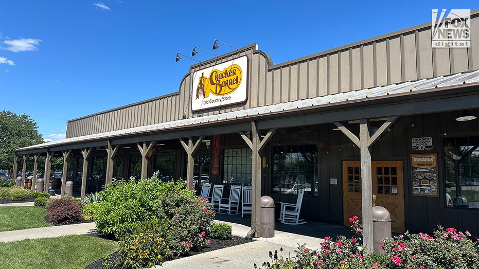 Exterior of Cracker Barrel after new logo and rebranding announcement.