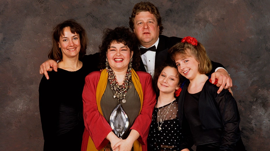 The cast of Roseanne at the People's Choice Awards in Los Angeles in 1989.
