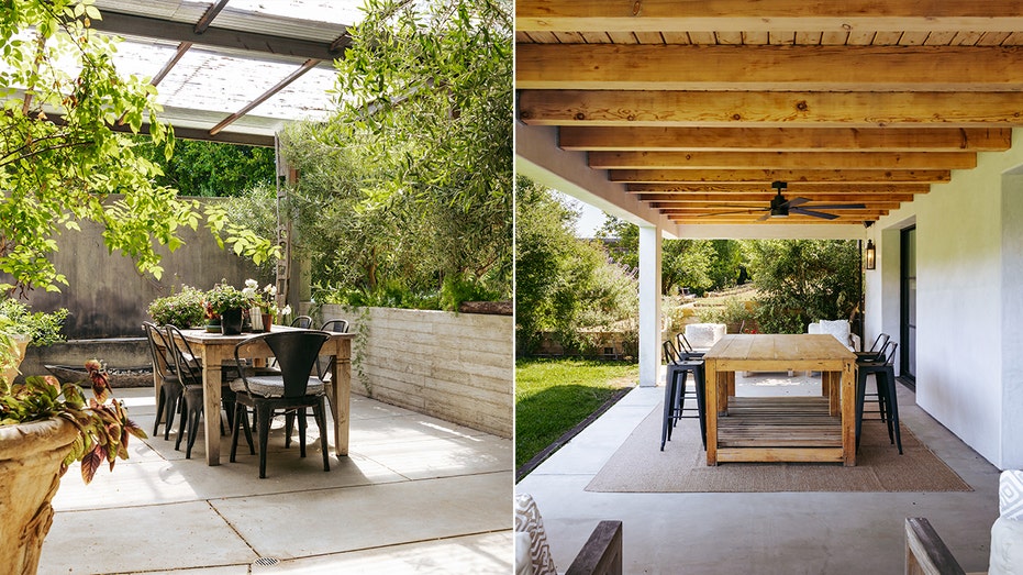 The home features many outdoor dining areas.