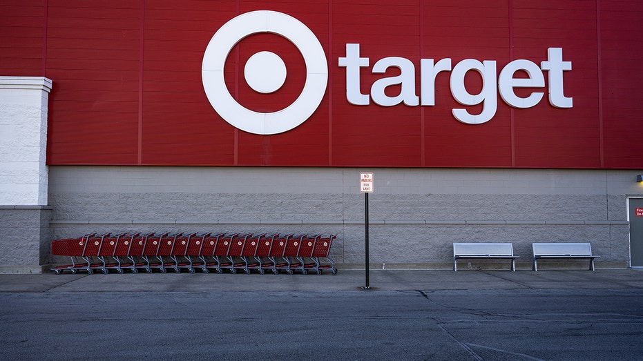 Signs outside a target store on Black Friday in Chicago.