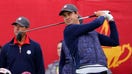 Harris English hits his tee shot on the first hole during practice rounds for the 43rd Ryder Cup golf competition at Whistling Straits.  - Fox Business News