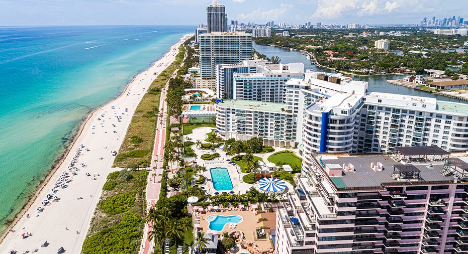Miami Beach skyline with old and new condos