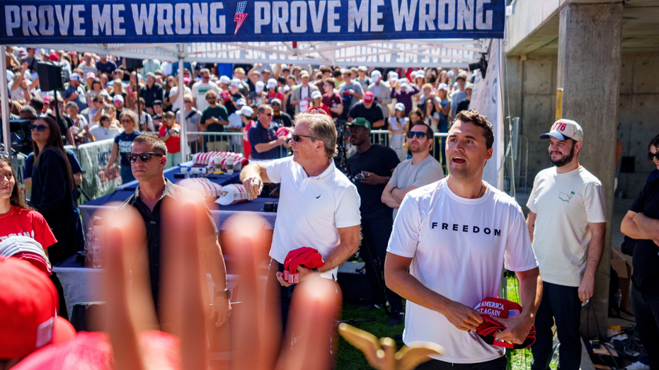 Charlie Kirk engages with students at Utah Valley University in Orem, Utah