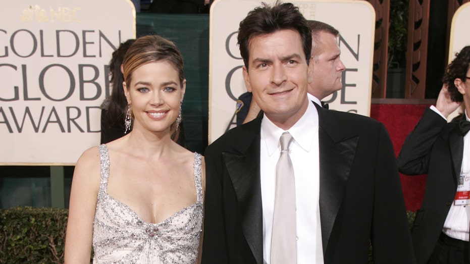 Denise Richards and Charlie Sheen arrive at the 62nd Annual Golden Globe Awards in California.