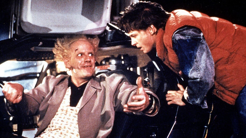 Christopher Lloyd and Michael J. Fox in a scene from "Back to the Future."
