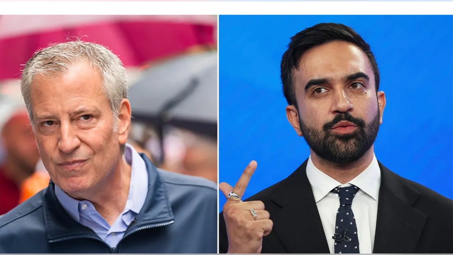 LR: The former NYC Mayor Bill de Blasio visits the Parasio of Puerto Rican Day 2022 in Midtowns on June 12, 2022 in New York City; Democratic Mayor Mandi Provincial Zohran Maimdani spokes on the main discussion of New York City Democratic Mayeor Primol in NBC Studios on June 4, 2025 in New York City.