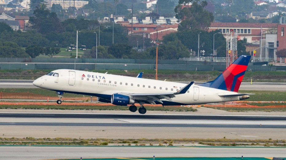 Delta Air Lines Embraer landing in Los Angeles